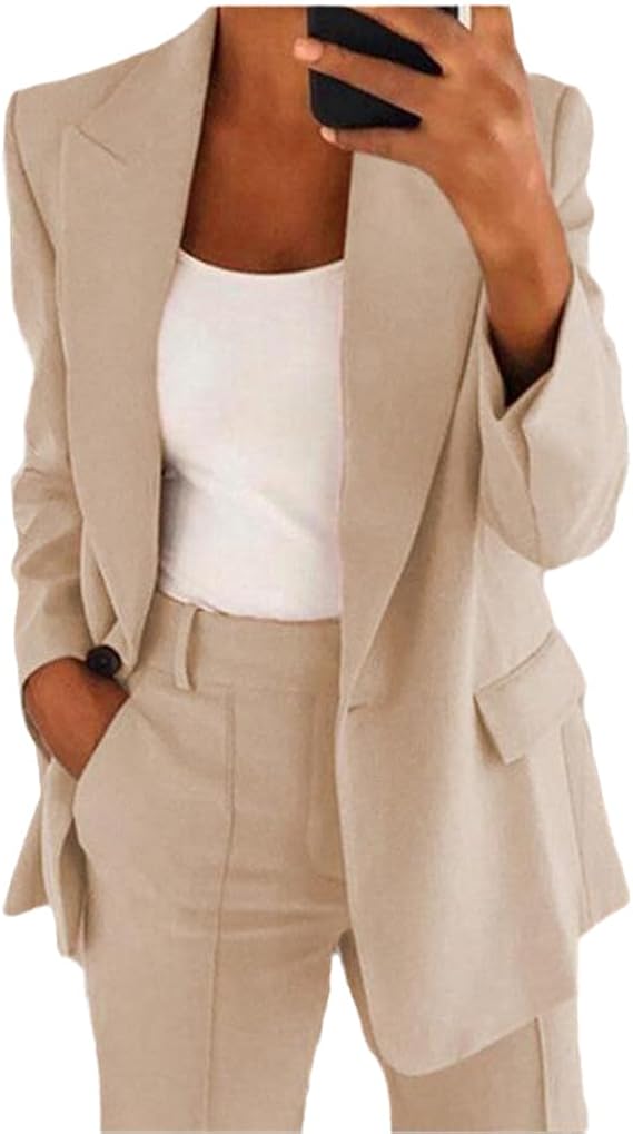 Formal women's blazer and pant set, a complete business suit for professional attire & career fashion.