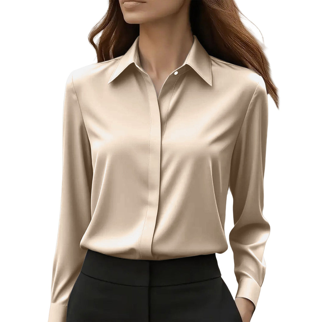 Wardrobe staple: elegant women's button blouse with long sleeves, perfect for versatile chic style.