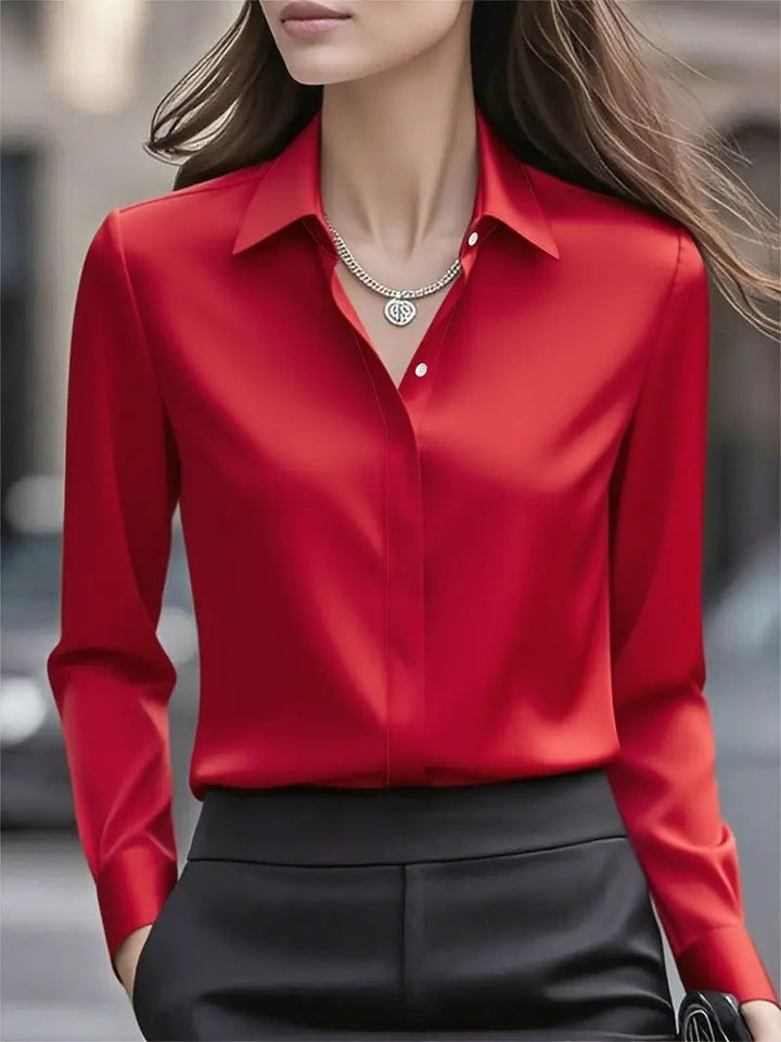 Elegant women's button blouse, versatile long-sleeve top perfect for day-to-night chic style.