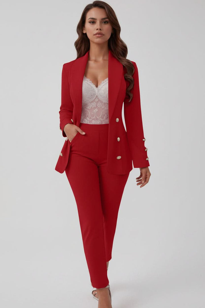 Versatile women's cami & straight-leg pants set, suitable for business, office, or elegant occasions.