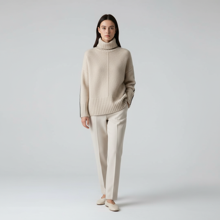 Alina women's sweater with stand collar, knitted pullover in a luxurious cashmere blend
