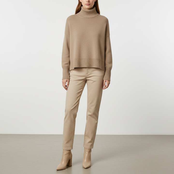 Luxuriously soft women's turtleneck sweater, a warm and classic knitwear top for ladies fashion