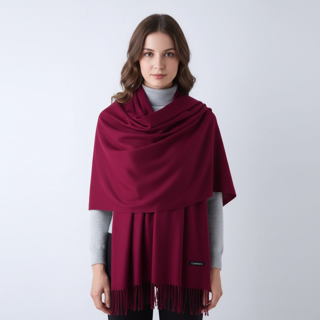 High-quality cashmere blend winter scarf, soft and warm for women, featuring a luxurious and fashionable design