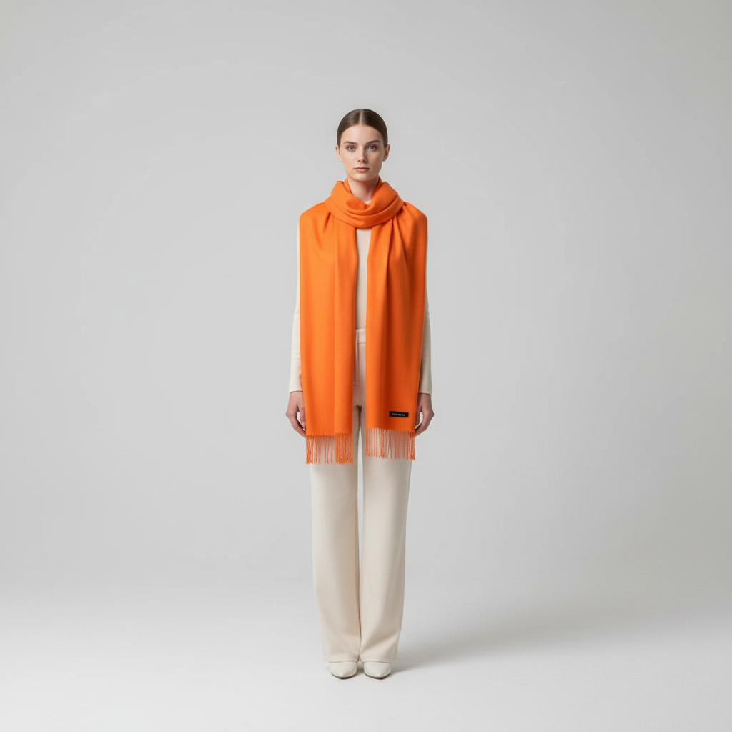 Beautiful women's cashmere blend oversized scarf, soft knit for winter warmth, an essential fashion accessory