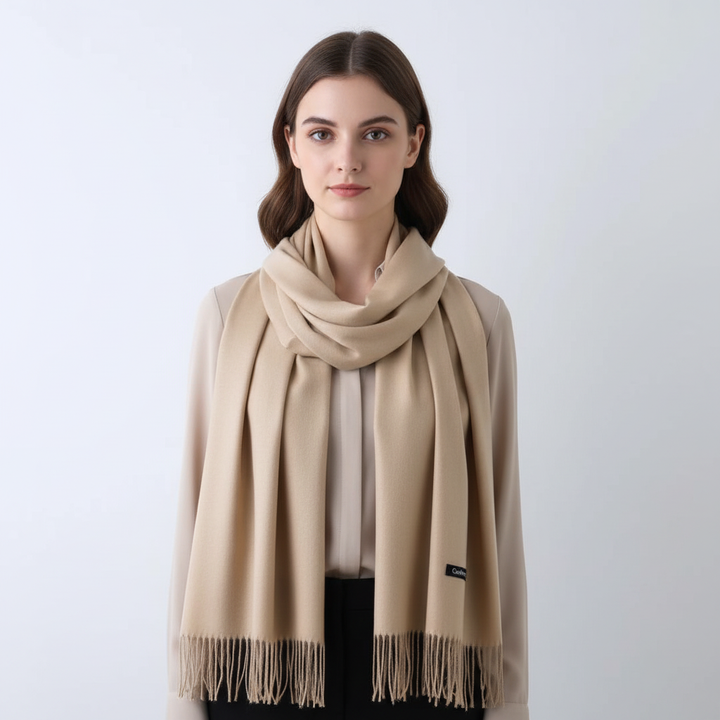 Fashionable cashmere blend winter scarf, soft and luxurious, designed for women's warmth and style