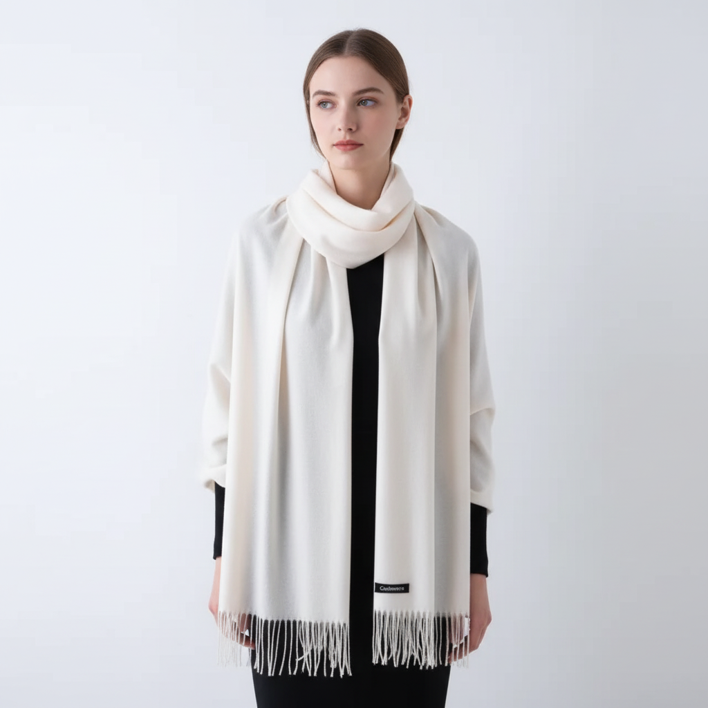 Premium women's cashmere blend scarf, a warm and soft winter accessory with an elegant, oversized design