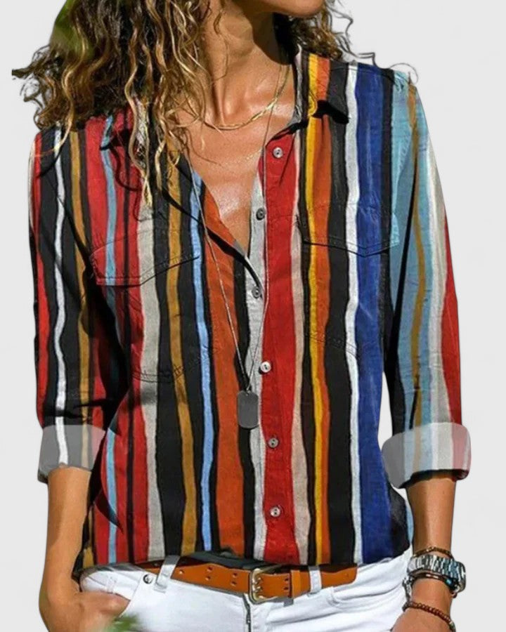 Elegant women's chic blouse, a lightweight summer top for versatile everyday style. Perfect for casual-dressy wear.
