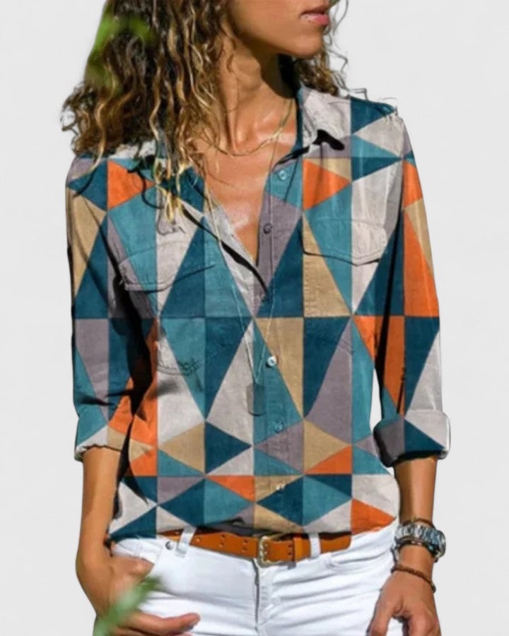 Stylish women's blouse, a chic top for elegant summer fashion. Versatile for both casual & dressy occasions.