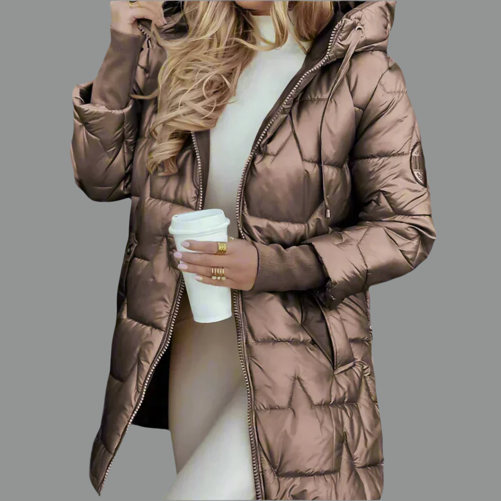 Stylish women's elegant quilted autumn jacket, warm and lightweight everyday outerwear for fall fashion.