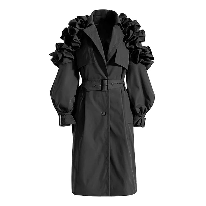 Versatile women's trench coat, perfect long outerwear for elegant spring and autumn fashion. Classic style.