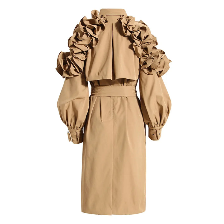 Women's sophisticated long trench coat, classic outerwear. Elegant and timeless style for women's fashion.