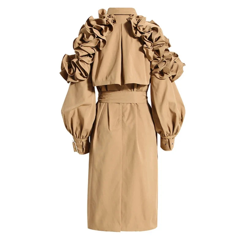 Classic Women's Elegant Trench Coat. Timeless long outerwear for sophisticated spring & autumn style.