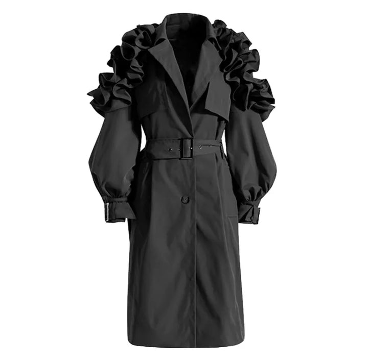 Long classic women's trench coat, an elegant and timeless outerwear piece for versatile spring/autumn fashion.