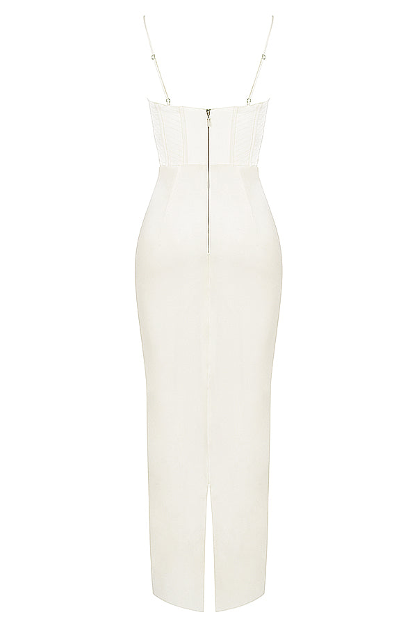 Chic women's long evening dress, sophisticated corset maxi design.