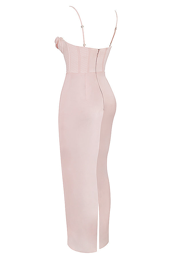 Women's sophisticated formal gown, a feminine corset maxi.