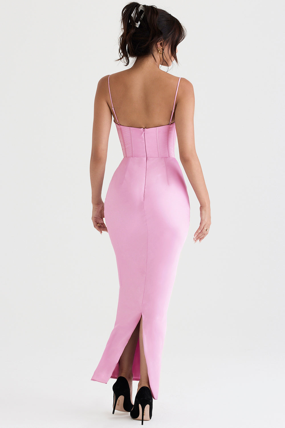 Formal party dress, sophisticated long corset maxi style.
