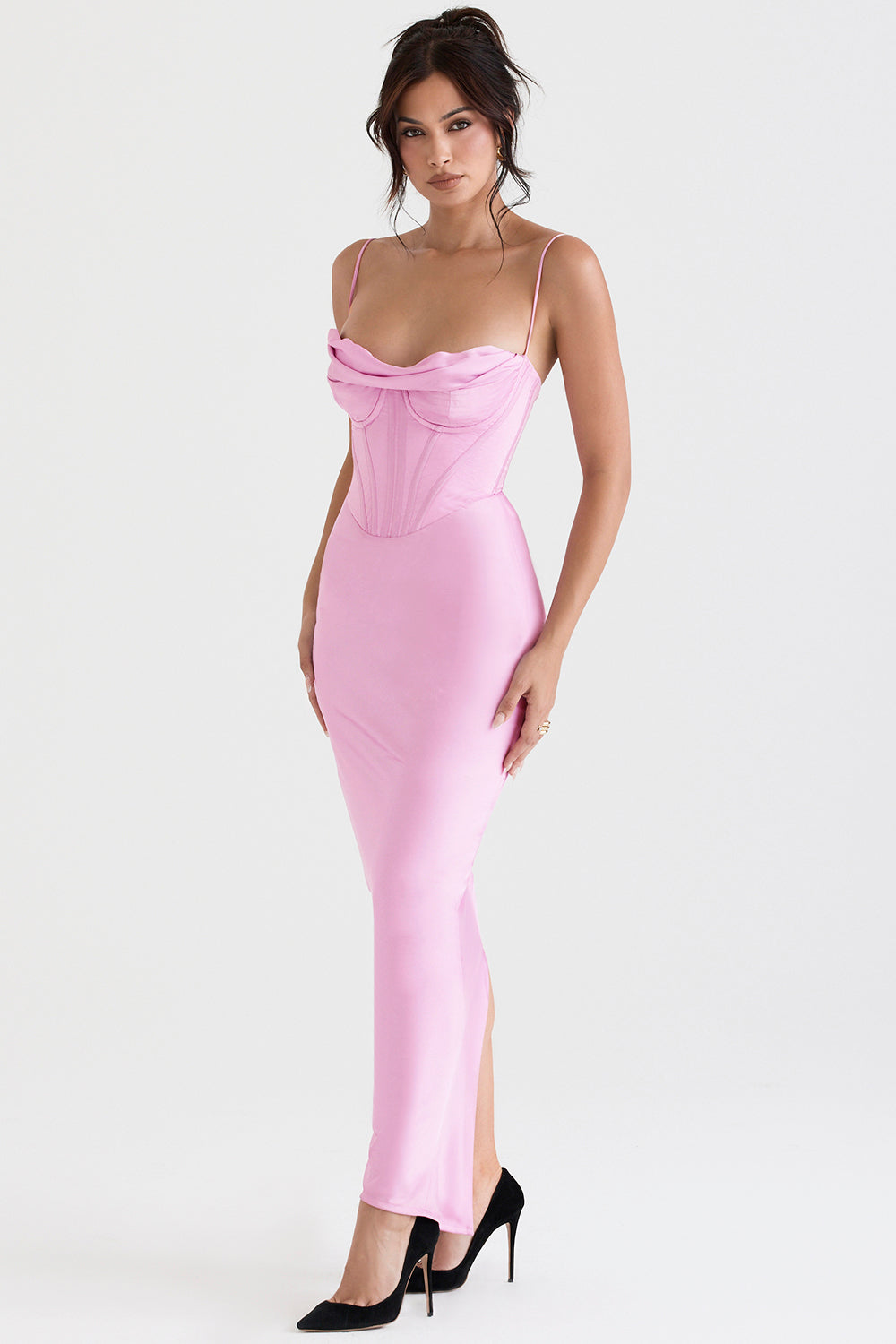 Feminine long party dress, elegant women's corset maxi.