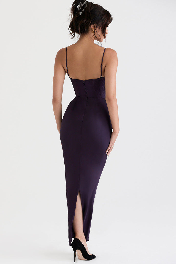 Women's special occasion dress, elegant sleeveless corset maxi.