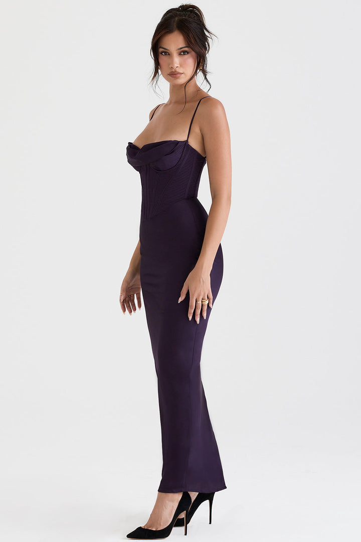 Feminine long party dress, elegant women's corset maxi.