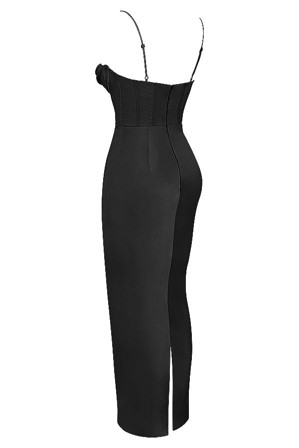 Classic formal maxi dress with an elegant corset, perfect for special events.