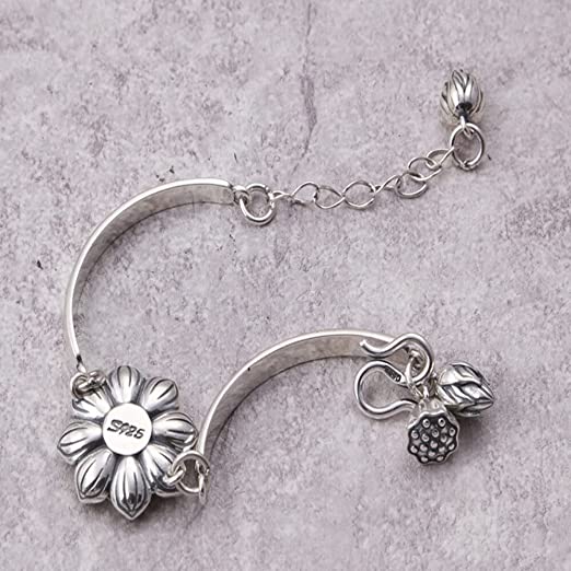 Creative lotus women's bracelet. Elegant silver tone stainless steel, adjustable spiritual jewelry. A beautiful gift for her.