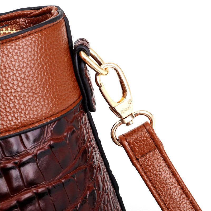 Women's croc embossed shoulder bag, a vintage-style luxury handbag perfect for versatile fashion.
