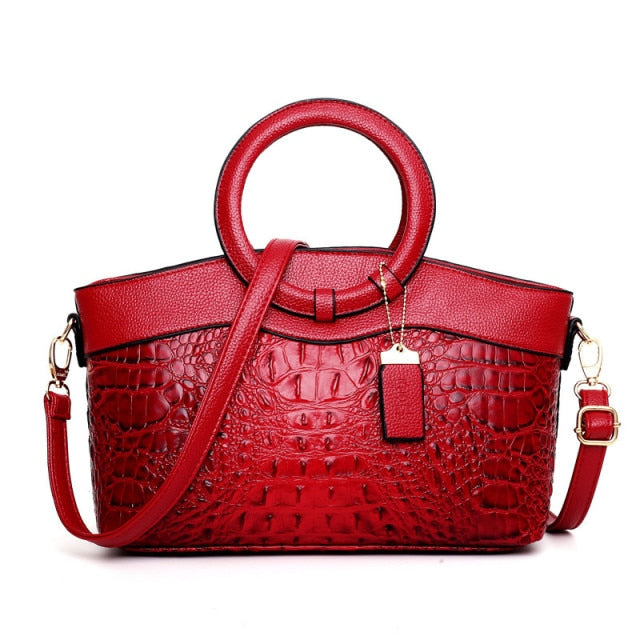 Women's versatile luxury croc embossed handbag, a stylish shoulder bag perfect as a daily accessory.