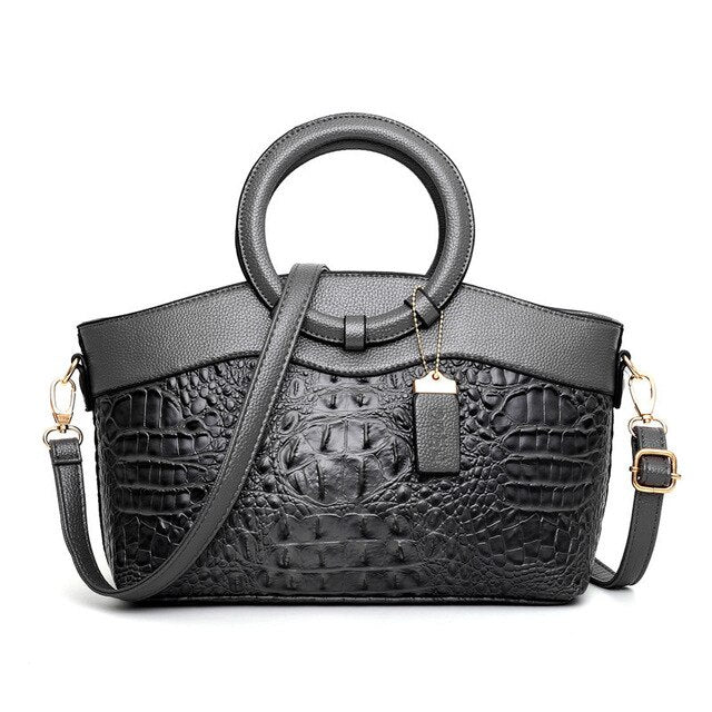Fashionable croc embossed women's shoulder bag, an elegant vintage-style luxury daily handbag.