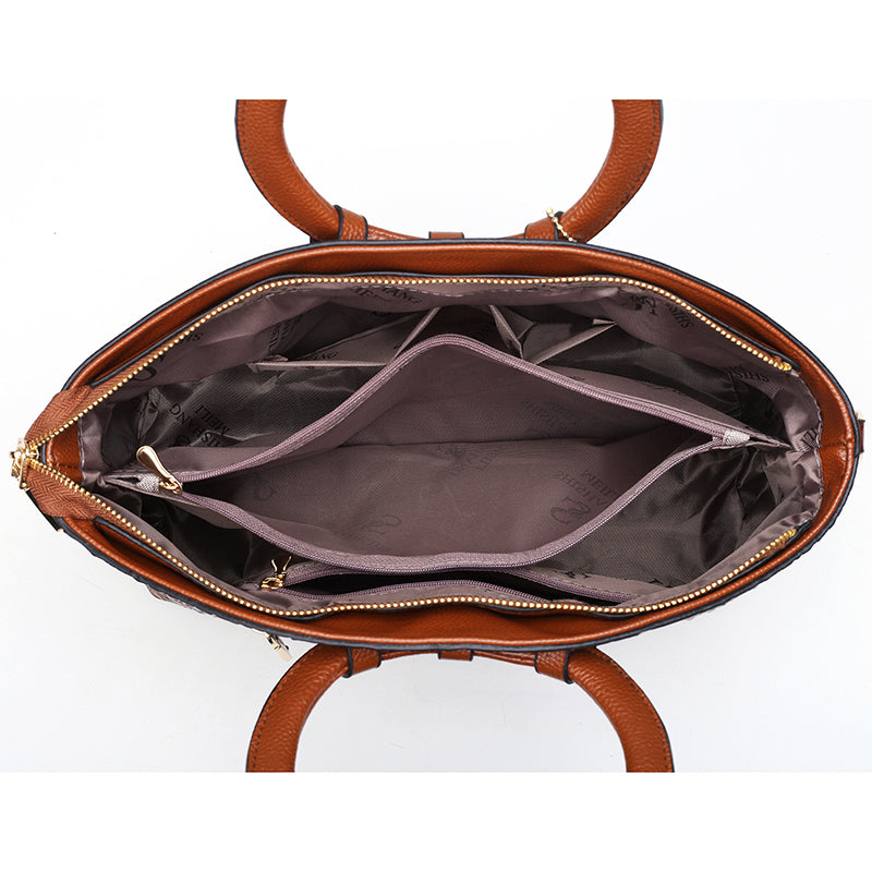 Women's versatile handbag with unique croc texture, an elegant vintage-style daily bag.