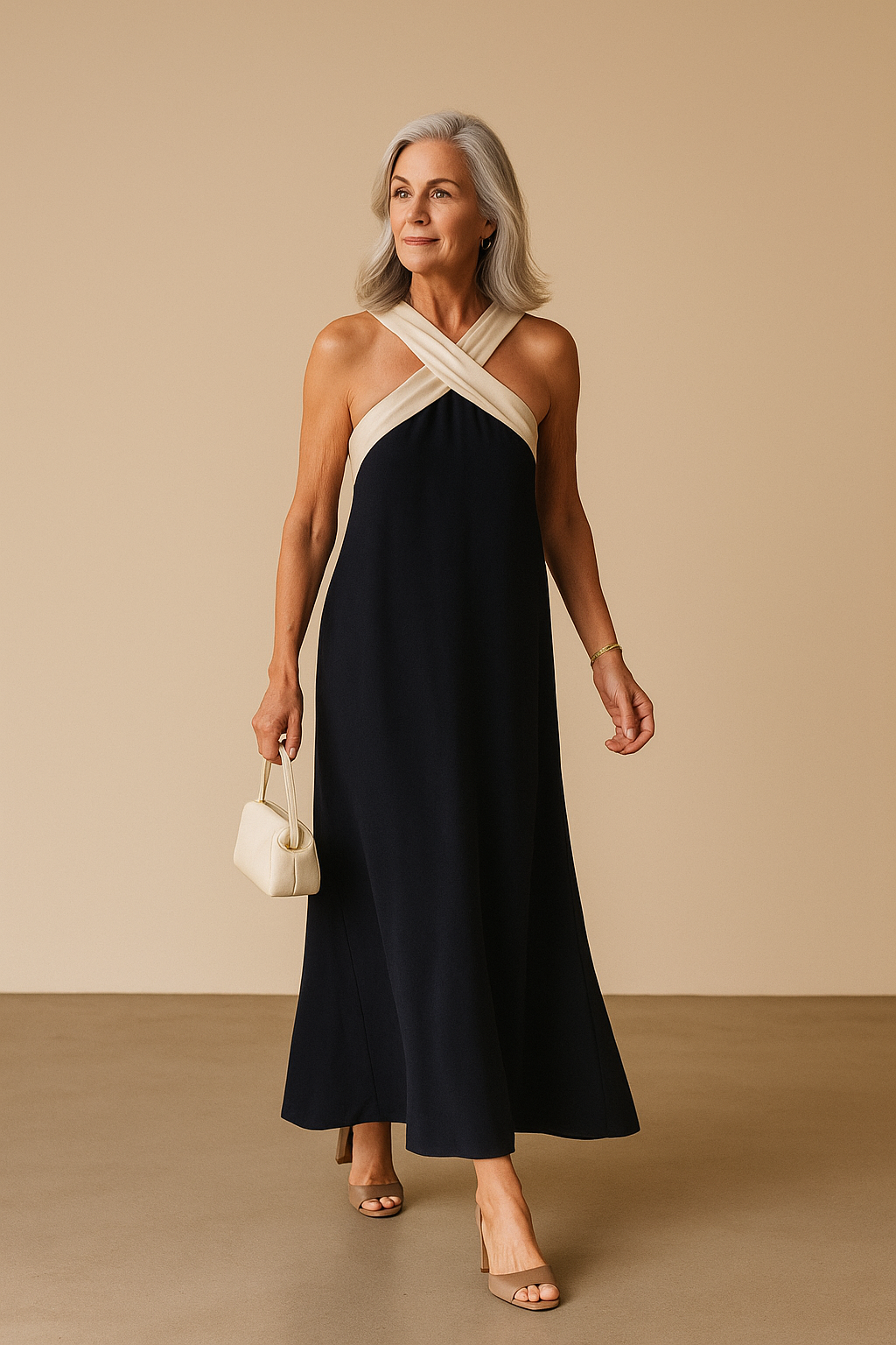 Elegant women's cross-neck summer dress, perfect for effortless style.
