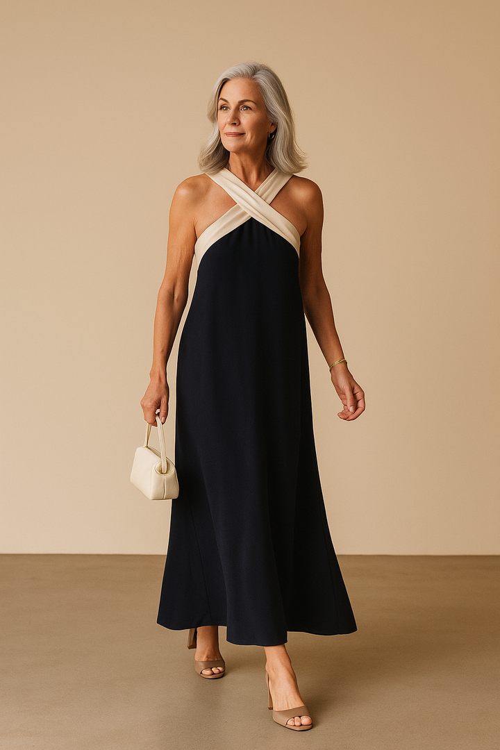 Elegant women's cross-neck summer dress, perfect for effortless style.