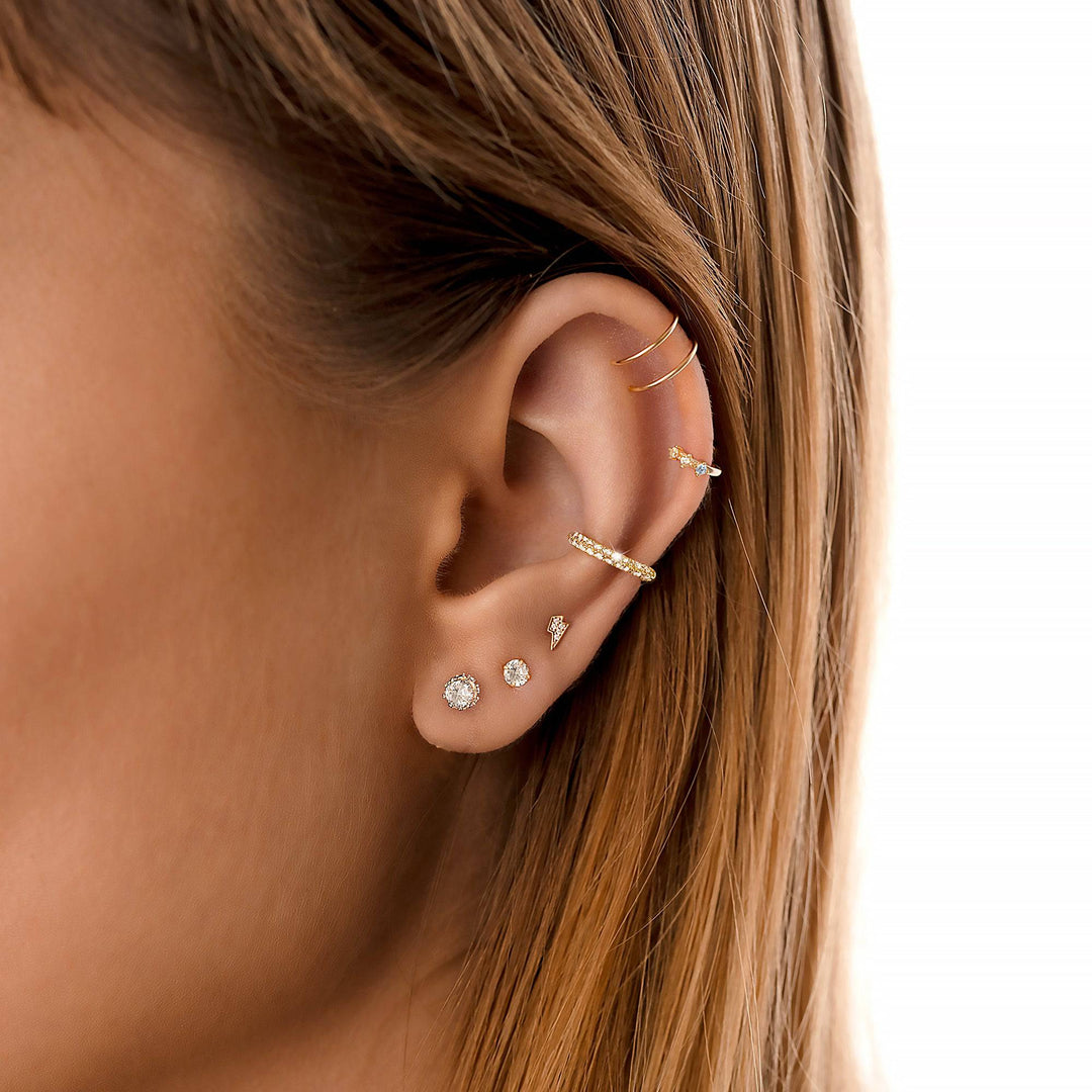 Stylish gold plated crown stud earrings for women with zirconia. A perfect elegant jewelry gift.