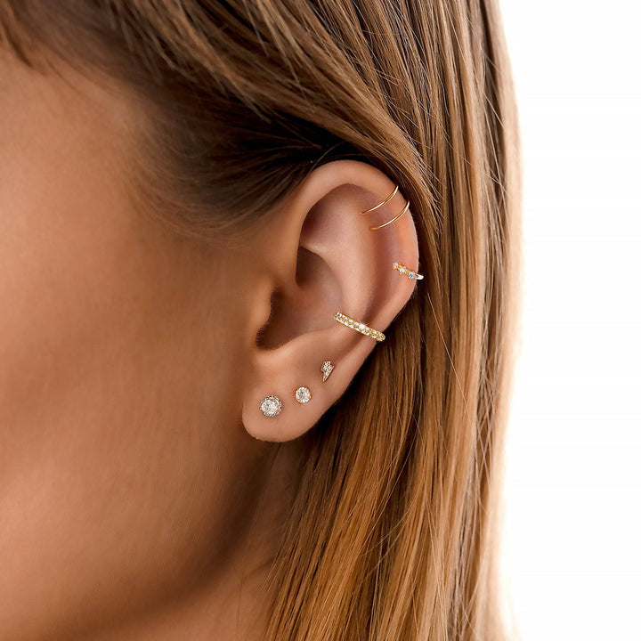 Stylish gold plated crown stud earrings for women with zirconia. A perfect elegant jewelry gift.
