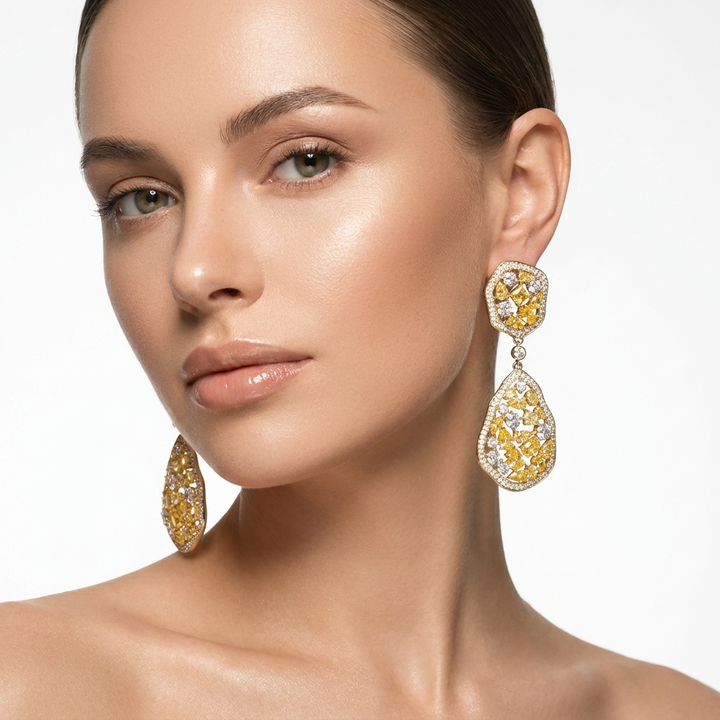 Women's elegant long crystal drop earrings, designed to dangle beautifully and catch the light.