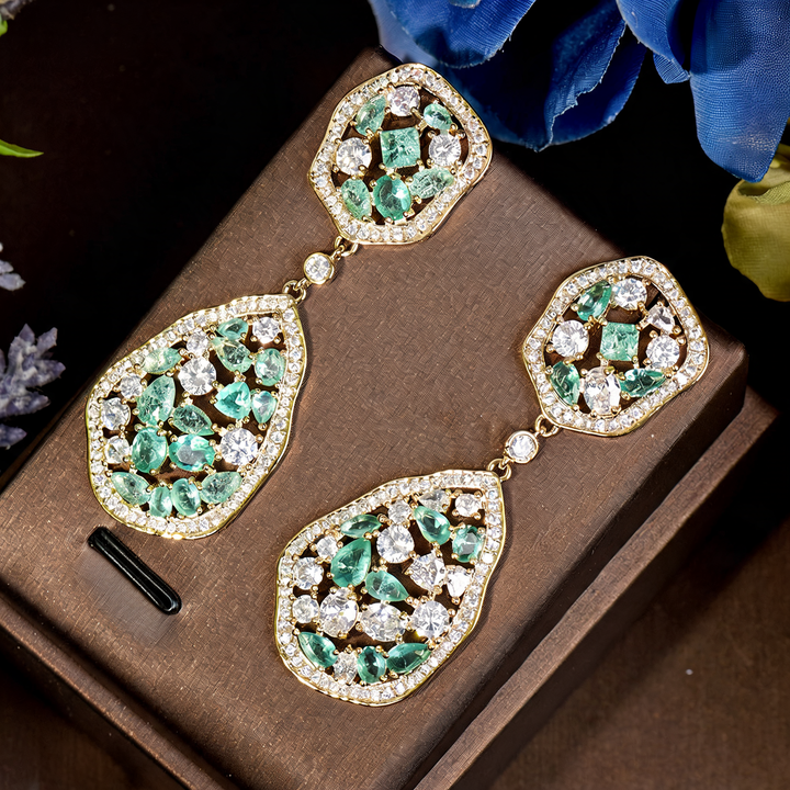 Glamorous crystal dangle earrings, elegant women's jewelry perfect for parties and special events.