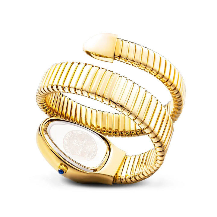 Luxurious women's crystal stainless steel wraparound watch, a durable and fashionable timepiece for women.