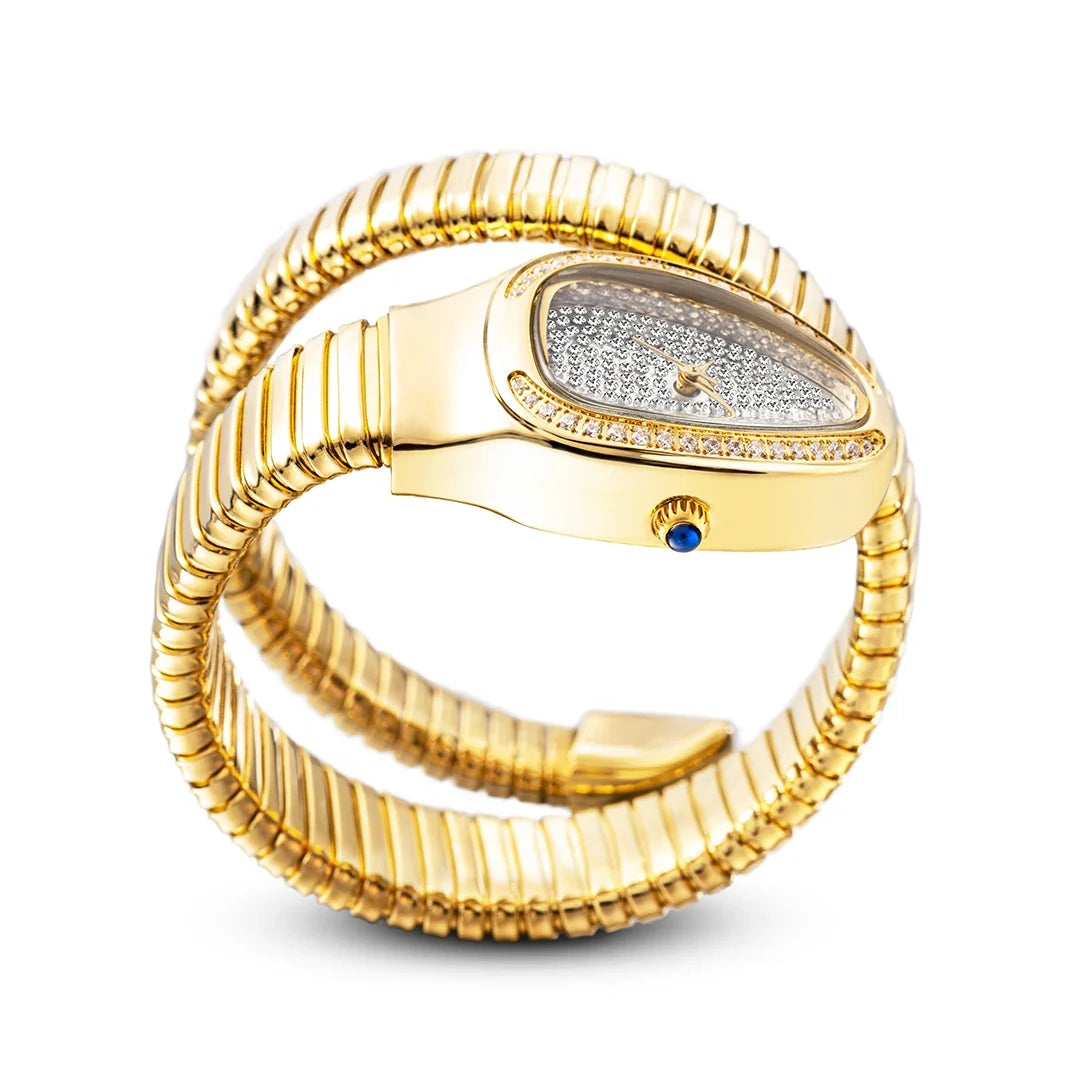 Gift for her: Elegant women's crystal stainless steel wraparound watch, a chic and durable fashion statement.