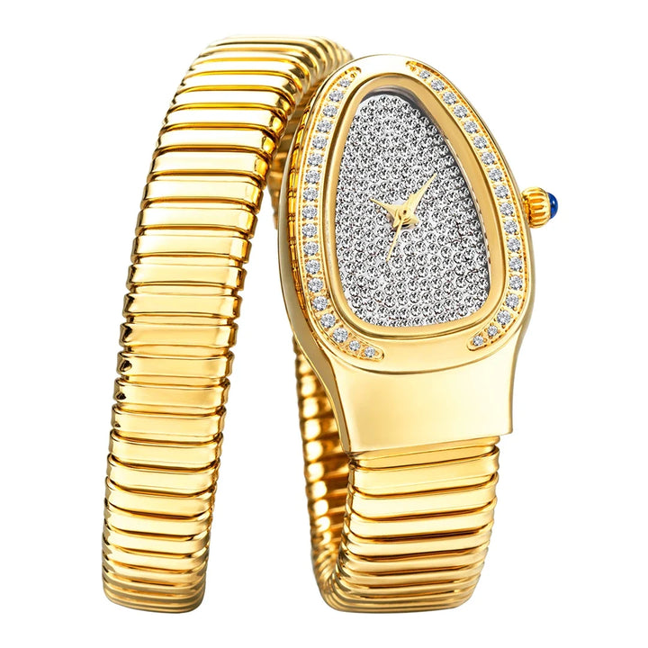 Versatile women's elegant crystal stainless steel wraparound watch, a durable and stylish jewelry piece.