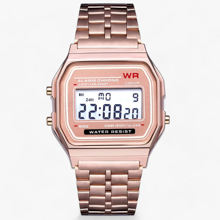 Elegant women's digital wristwatch with a chic square dial. Modern and versatile wrist accessory.