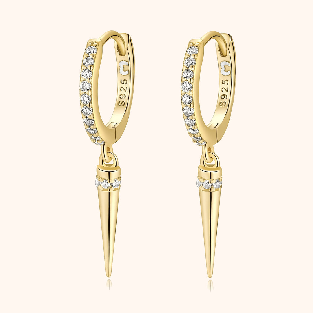 Elegant women's drop earrings with sparkling zirconia, crafted from gold-plated sterling silver.