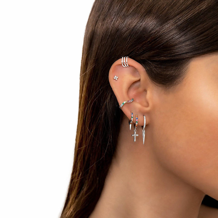 Stylish gold plated sterling silver dangle earrings for women, featuring brilliant zirconia stones.