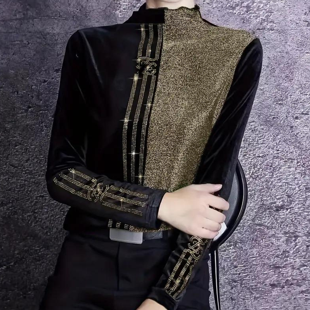 Elegant women's Elise high collar sweater. Fitted, long sleeve knit, perfect for chic winter or fall outfits.