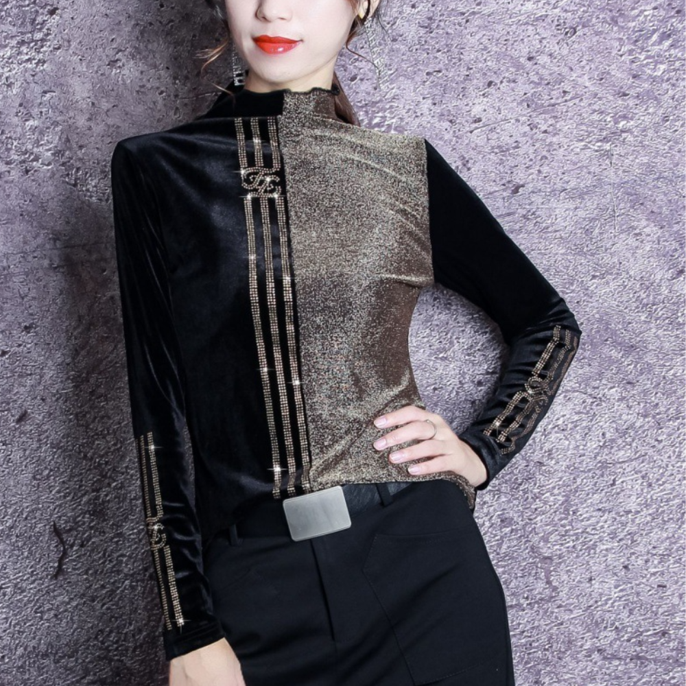 Chic women's Elise high collar sweater. Fitted knit, long sleeves. Elegant and comfortable for fall/winter outfits.