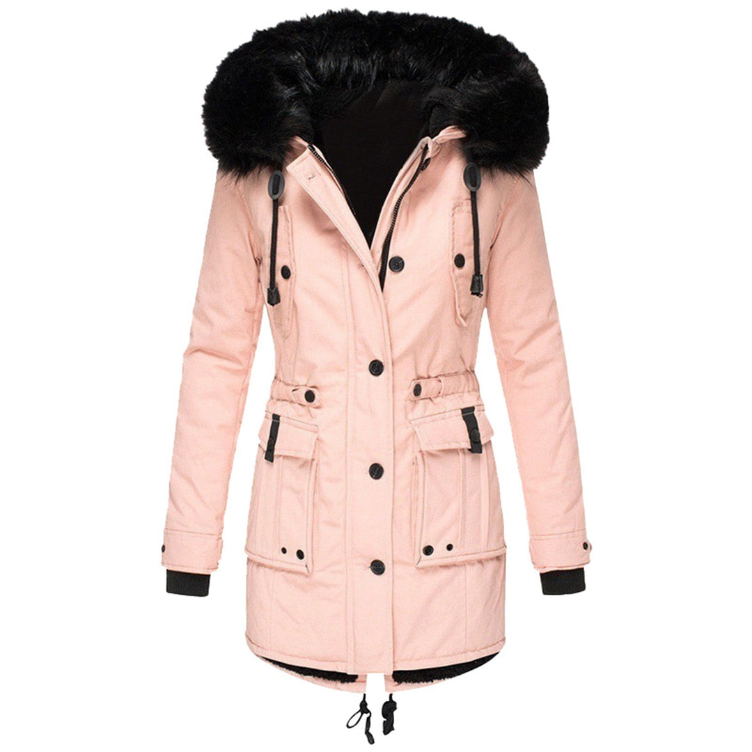 Women's Elise elegant winter coat. Long, warm, and weatherproof jacket for stylish cold weather.