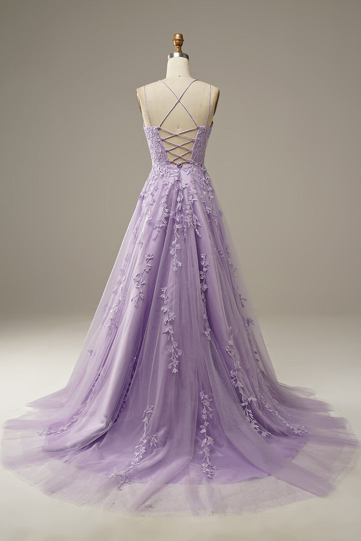 Formal maxi dress with delicate appliqués and stunning embellishments for women's gala.