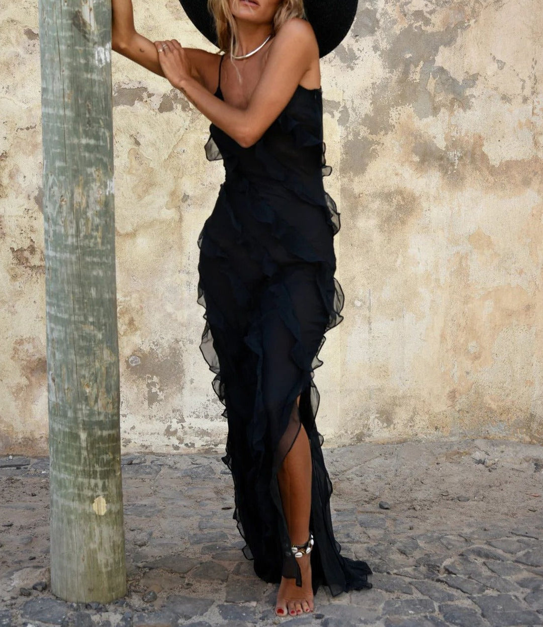 Fashionable women's long maxi dress with beautiful embellishments. An elegant choice for party wear & formal events.