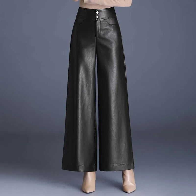 Sophisticated women's Empress wide-leg pants, a comfortable high-rise statement piece for modern elegant fashion.