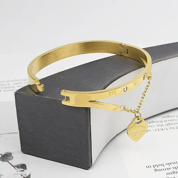 Stylish rose gold Eternal Love Bangle, an elegant women's bracelet, perfect romantic gift for her.