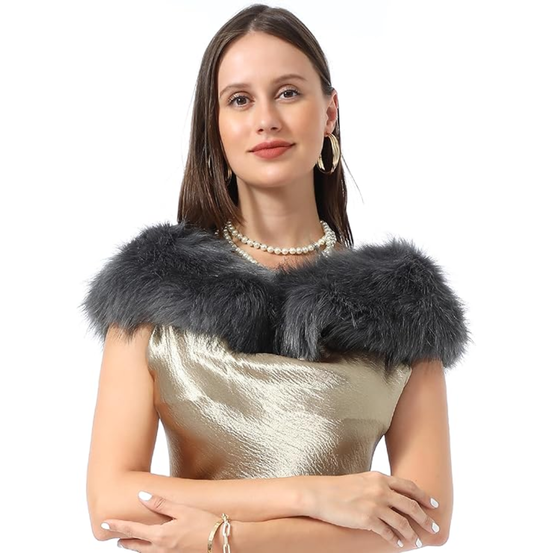 Luxury faux fur neck warmer for women, Daisy design, animal-friendly and warm
