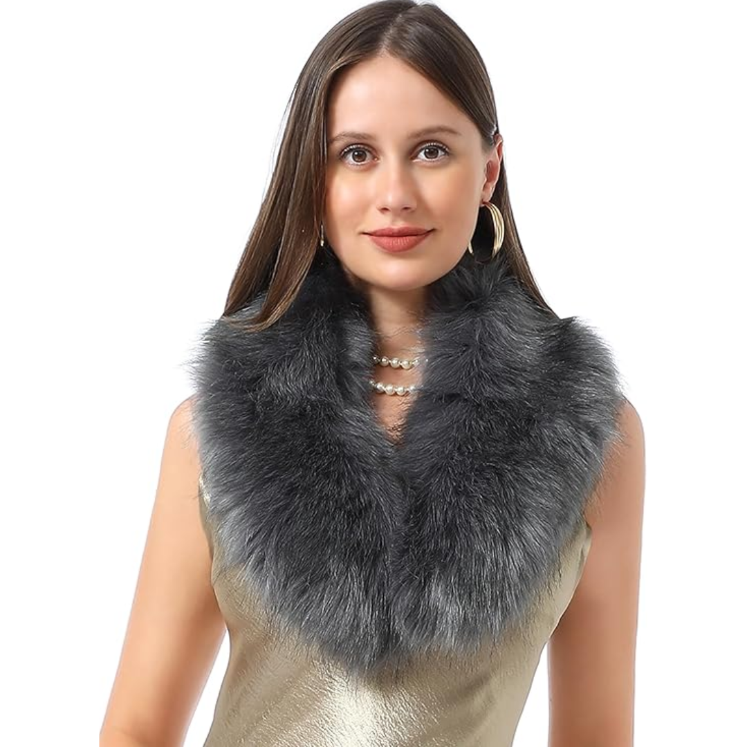 Stylish women's winter neck warmer, Daisy faux fur scarf, cozy and elegant accessory